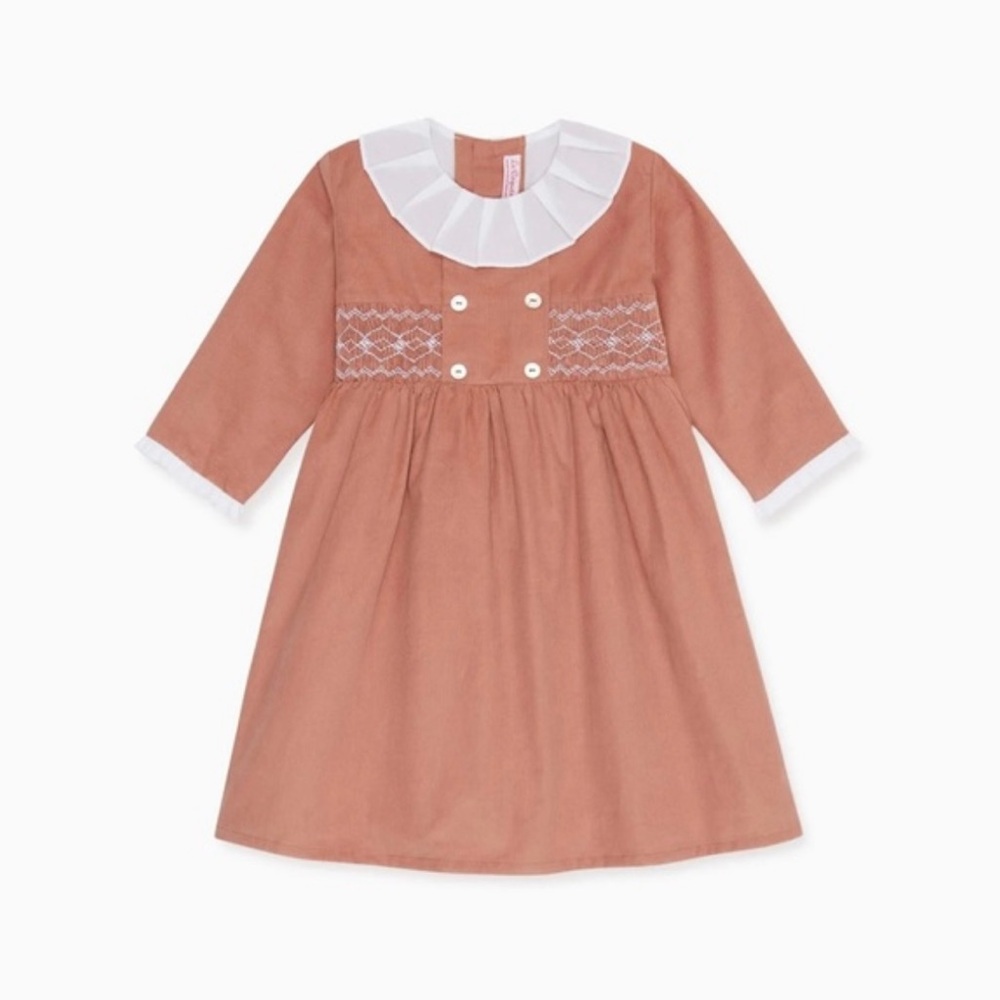 Charming Magdalena dusty pink Kids Dress with White Accents 4y